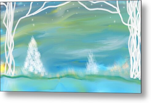 Blue Metal Print featuring the painting Winters Edge by Kelly Dallas