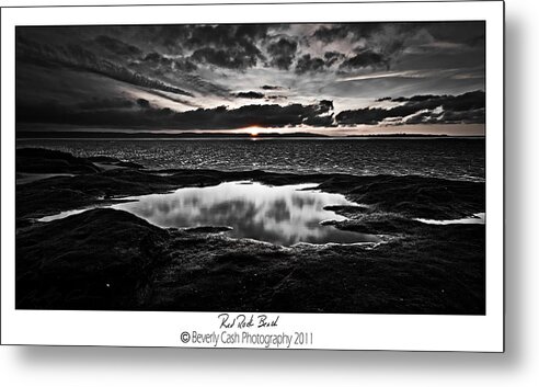 Black And White Metal Print featuring the photograph Red Rock Beach  by B Cash