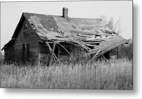 abandoned Buildings Metal Print featuring the photograph Abandoned House in Monochrome #2 by Jim Sauchyn