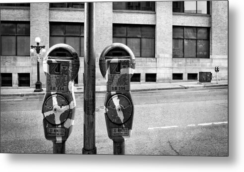 Photo Manipulated Metal Print featuring the photograph Metered Parking by Susan Stone