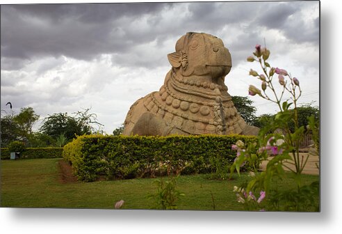 Nandi Metal Print featuring the photograph Nandi at Lepakshi by SAURAVphoto Online Store