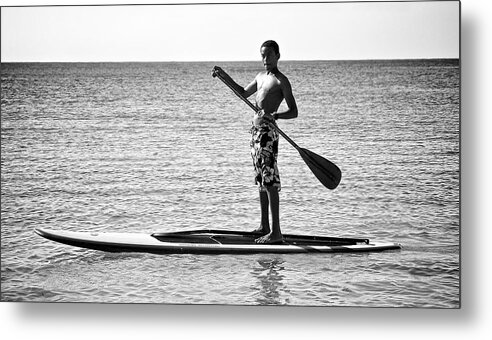 Black And White Metal Print featuring the photograph Open Paddle by Britt Runyon