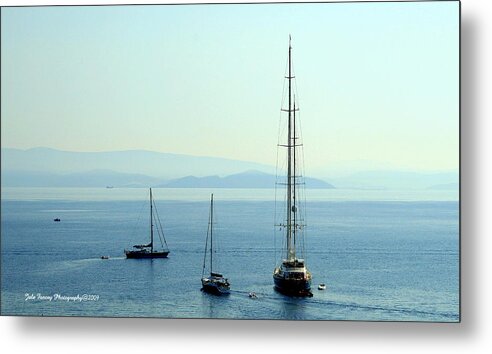 Water Metal Print featuring the photograph Sailboats in the Morning by Jale Fancey