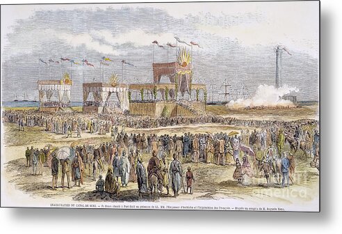 1869 Metal Print featuring the photograph Suez Canal: Inaug. 1869 by Granger
