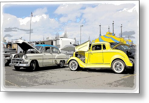 Car Metal Print featuring the photograph Swap Meet Plymouth and Chevy by Steve McKinzie