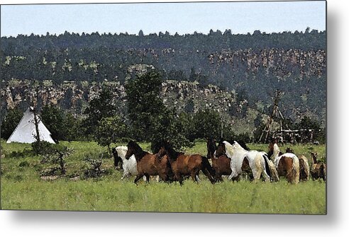 Digital Metal Print featuring the photograph The Wild Mustangs in the Black Hills by Kate Purdy