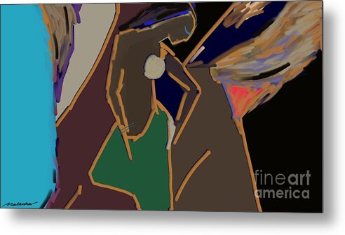 Wait Pose Style Elegance Desire Riverside Feelings Thoughts Memories Metal Print featuring the painting Untitled 27 by Vilas Malankar