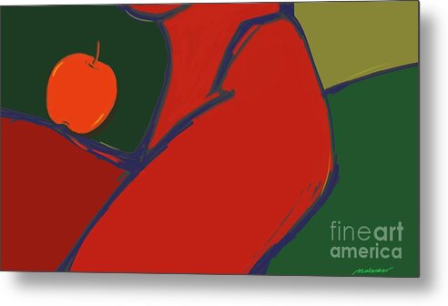 Eve Temptation Apple Nude Woman Colors Bold Metal Print featuring the painting Untitled 31 by Vilas Malankar