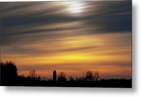 Landscapes Photograph Metal Print featuring the photograph Winter Farm Sunset by Ms Judi