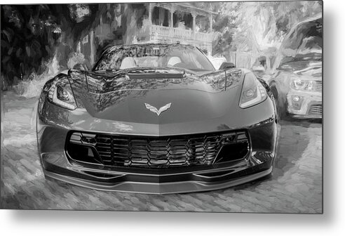 2017 Corvette Metal Print featuring the photograph 2017 Chevrolet Corvette Gran Sport BW #1 by Rich Franco