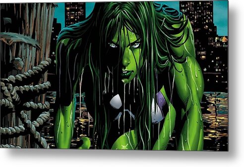 She-hulk Metal Print featuring the digital art She-Hulk #1 by Maye Loeser