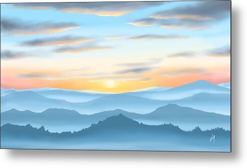 Sunrise Metal Print featuring the painting Sunrise #3 by Veronica Minozzi