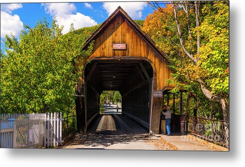 Fall Foliage Metal Print featuring the photograph Woodstock Middle Bridge #6 by Scenic Vermont Photography