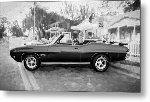 1970 Pontiac Gto Convertible Metal Print featuring the photograph 1970 Pontiac GTO Ram Air Convertible BW by Rich Franco