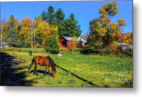 Upper Cox Brook Covered Bridge Metal Print featuring the photograph Upper Cox Brook Covered Bridge #2 by Scenic Vermont Photography