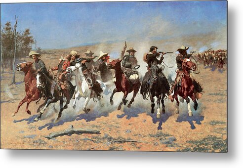 A Dash For The Timber Metal Print featuring the photograph A Dash for the Timber by Frederic Remington