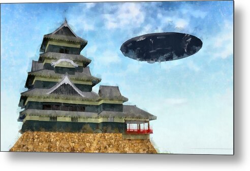 Ufo Metal Print featuring the painting Ancient Aliens #4 by Esoterica Art Agency