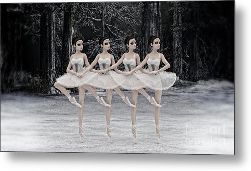 4 Little Swans Metal Print featuring the digital art 4 Little Swans by Two Hivelys