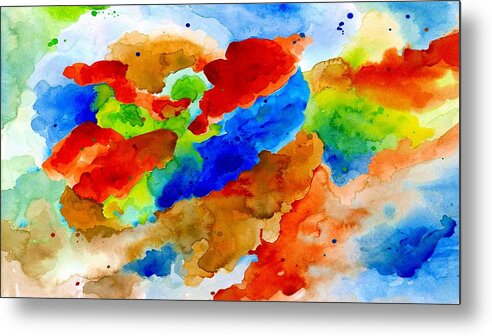 Abstract Metal Print featuring the painting Abstract 15 - Colorful Art by L.Dumas by Lucie Dumas