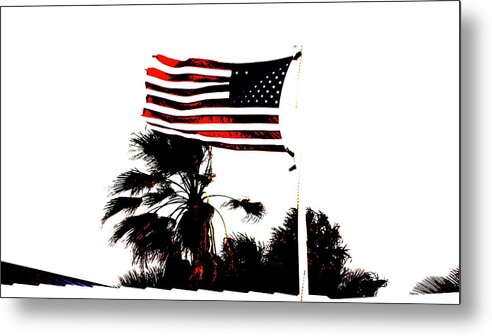 Florida Metal Print featuring the photograph American Flag on a Windy Day Delray Beach Florida by Lawrence S Richardson Jr