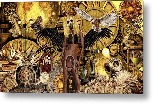 Steampunk Metal Print featuring the mixed media Angel In Disguise by Ally White