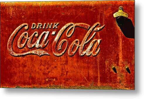 Ice Box Metal Print featuring the photograph Antique soda cooler 3 by Stephen Anderson