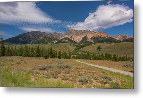 Brenda Jacobs Fine Art Metal Print featuring the photograph Approaching the Sawtooth Mountains by Brenda Jacobs