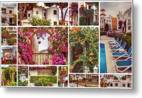 Algarve Metal Print featuring the photograph autumn houses, gardens and balconies in Portugal by Ariadna De Raadt
