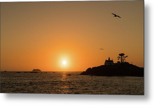 California Metal Print featuring the photograph Battery Point Lighthouse Sunset Crescent City California by Lawrence S Richardson Jr