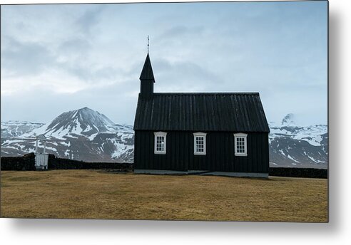 Budir Church Metal Print featuring the photograph Black church of Budir, Iceland #4 by Michalakis Ppalis