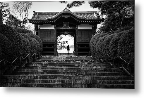 Black Metal Print featuring the photograph Blessed - Tokyo, Japan - Black and white street photography by Giuseppe Milo