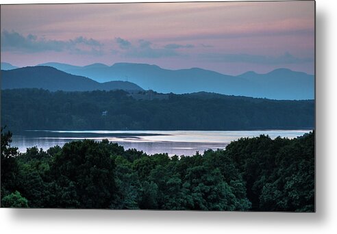 Hudson Valley Metal Print featuring the photograph Blue and Green Silhouettes by John Morzen