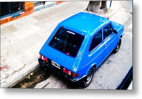 Vintage Metal Print featuring the photograph Blue Car by Cesar Vieira