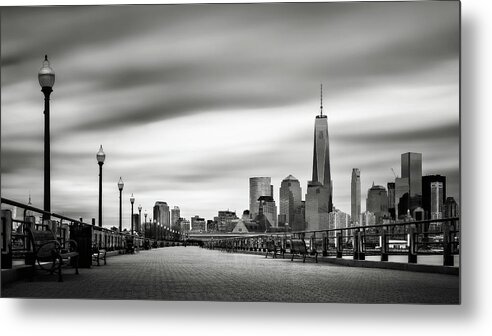 City Metal Print featuring the photograph Boardwalk into the city by Eduard Moldoveanu