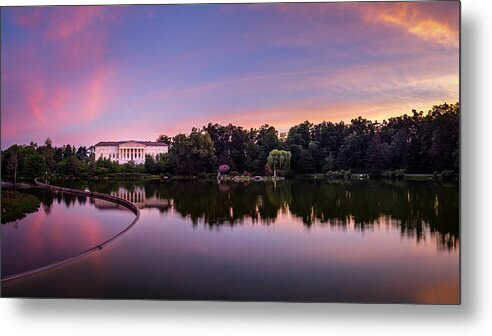 Mirror Lake Metal Print featuring the photograph Buffalo History Museum Twilight by Chris Bordeleau