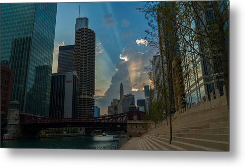 Chicago Metal Print featuring the photograph Chicago over Clark St. Bridge by Nisah Cheatham