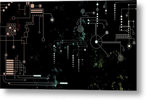 Abstract Metal Print featuring the digital art Circuit Board by Carol Crisafi