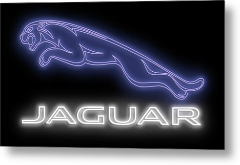 Jaguar Metal Print featuring the digital art Classic Jaguar Neon Sign by Ricky Barnard