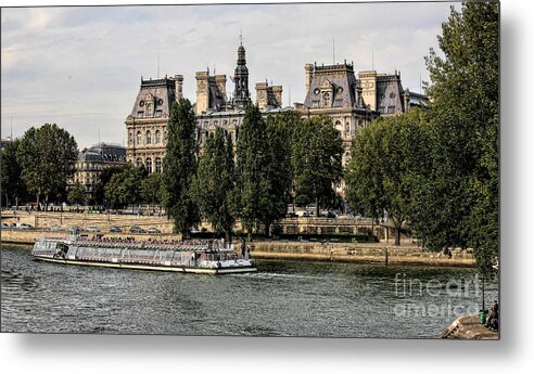 Paris Metal Print featuring the photograph Cruising Seine River Tourist Paris by Chuck Kuhn