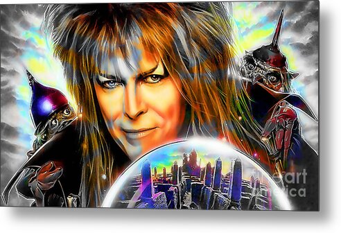 David Bowie Paintings Metal Print featuring the mixed media David Bowie by Marvin Blaine