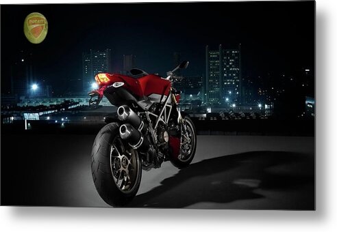 Ducati Metal Print featuring the photograph Ducati by Moonlight by Movie Poster Prints
