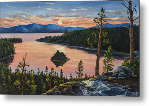 Landscape Metal Print featuring the painting Emerald Bay by Darice Machel McGuire