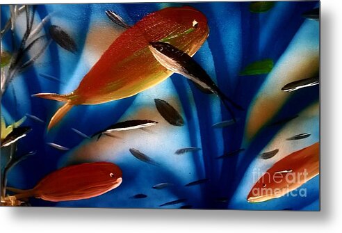 Fish Beach Ocean Blue Under Water Metal Print featuring the painting Fish of Santa Rosa by James and Donna Daugherty
