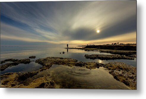 Silhouette Metal Print featuring the photograph Fisherman's Zen by Stelios Kleanthous