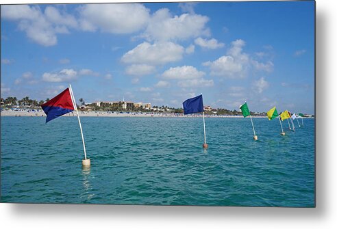 Florida Metal Print featuring the photograph Flags on the Water Delray Beach Florida by Lawrence S Richardson Jr