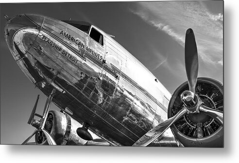 Airshow Metal Print featuring the photograph Flagship Detroit Black and White by Chris Buff