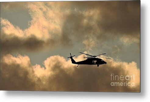 Helicopter Metal Print featuring the photograph Flight Into The Sea Clouds by Jan Gelders