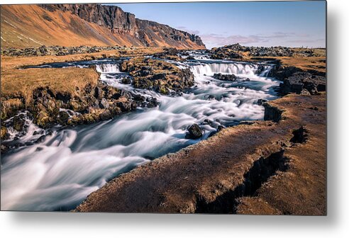 Clouds Metal Print featuring the photograph Foss waterfall - Iceland - Landscape photography by Giuseppe Milo