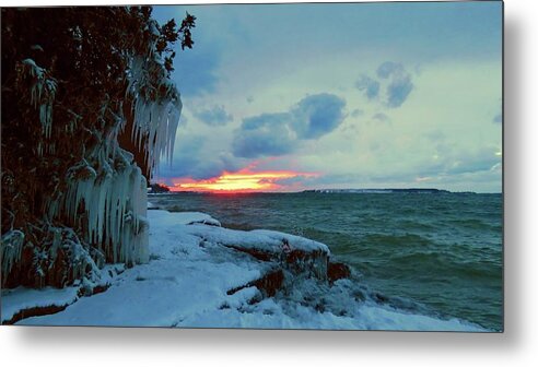 Thousand Islands Metal Print featuring the photograph Frozen Sunset in Cape Vincent by Dennis McCarthy
