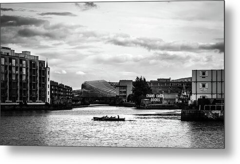Aviva Metal Print featuring the photograph Grand Canal Docks - Dublin, Ireland - Black and white photography by Giuseppe Milo